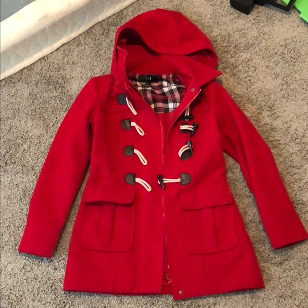 Red forever 21 pea coat.